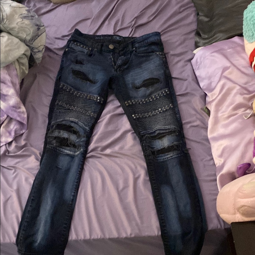 Dark Blue Distressed Women Jeans